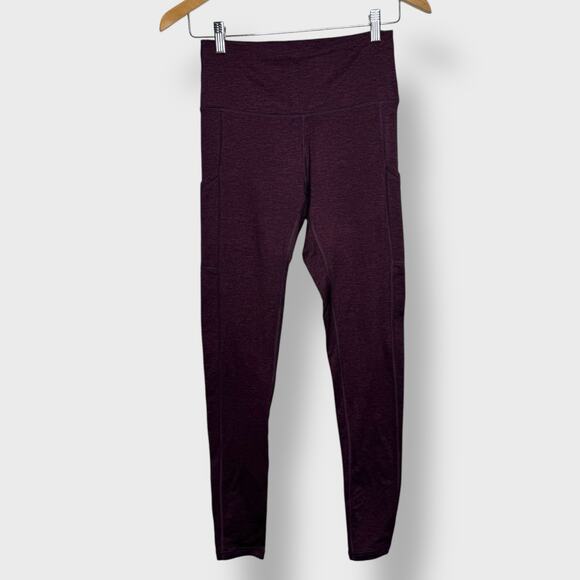 Aerie Chill Play Move 7/8 Leggings Medium Maroon Pocket Athleisure Workout Gym - Picture 1 of 10